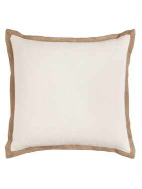 Rizzy Home Jute Canvas 22"x22" Oversized Solid Square Throw Pillow neutral cream